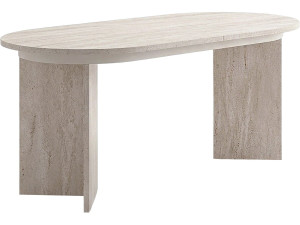Table repas extensible en bois 160/200 cm "Sorell" - 8 places - Travertin