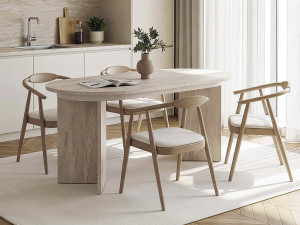 Table repas extensible en bois 160/200 cm "Sorell" - 8 places - Travertin 2