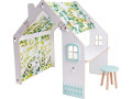 Maisonnette pour enfant en bois "Bianelli" avec bureau - 114 x 93 x 120 cm - Blanc / Rose - Blanc / Menthe