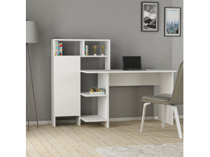 Bureau en bois "Bugra" - 135 x 60 x 111 cm - Blanc 2
