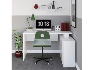 Bureau en bois "Basak" - 130 x 60 x 74 cm - Blanc 2