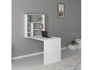 Bureau en bois "Sedir" - 90 x 59 x 154 cm - Blanc 2