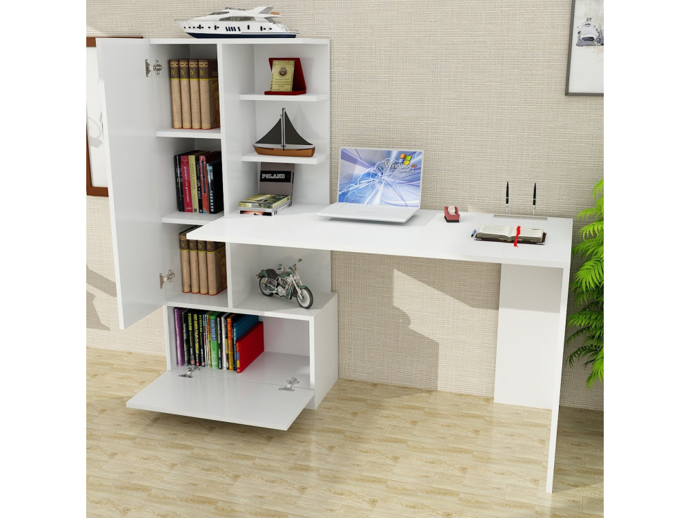 Bureau en bois "Domingos" - 149 x 61 x 73 cm - Blanc