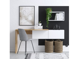 Bureau en bois "Tiff" - 145 x 45 x 74 cm - Chêne blanc 2