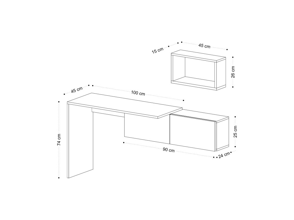 Bureau en bois "Tiff" - 145 x 45 x 74 cm - Chêne blanc