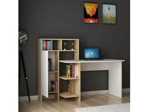 Bureau en bois "Bugra" - 135 x 60 x 111 cm - Blanc 2