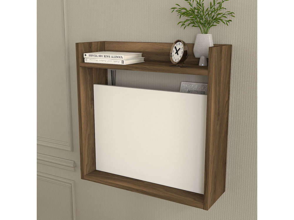 Bureau en bois "Laptop" - 60 x 19 x 60 cm - Blanc, Noyer