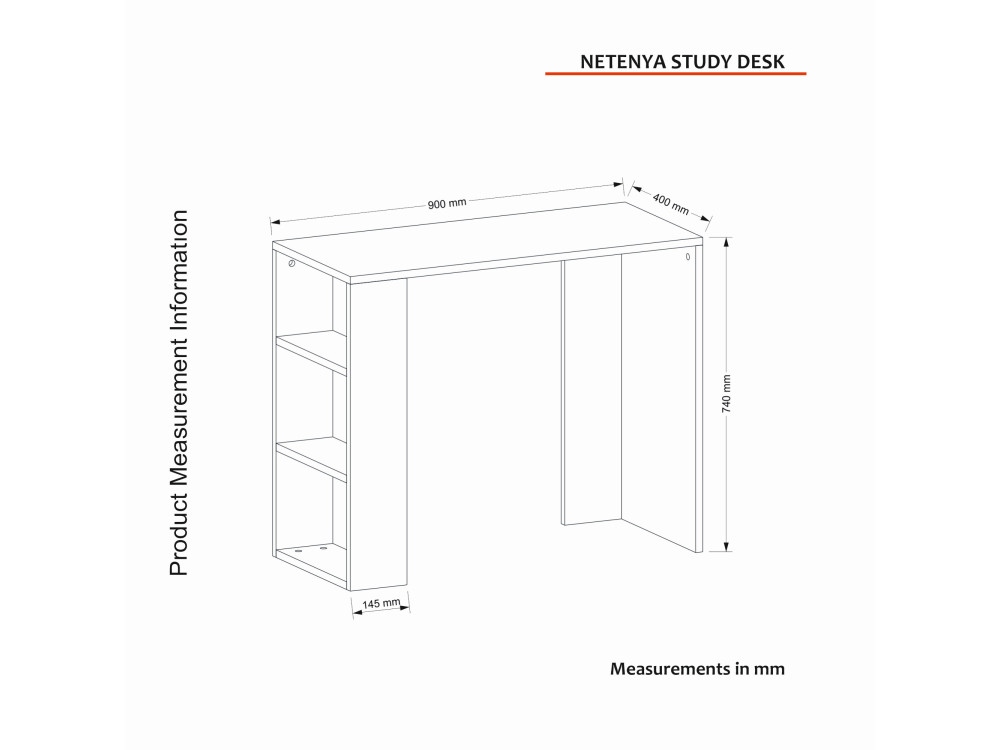 Bureau en bois "Netenya" - 90 x 40 x 74 cm - Blanc