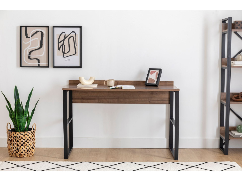 Bureau en bois "Rana" - 120 x 75 x 60 cm - Noyer, Noir
