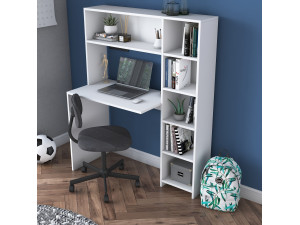 bureau en bois "Haham" 113 x 40 x 142 cm - Blanc 2