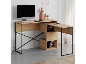 Bureau modulable en bois "Badau" - 110 x 102 x 77 cm - Beige 2