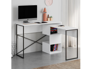 Bureau modulable en bois "Badau" - 110 x 102 x 77 cm - Blanc 2