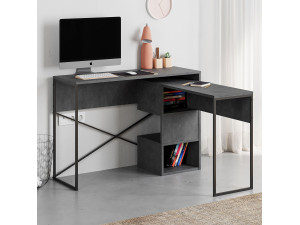 Bureau modulable en bois "Badau" - 110 x 102 x 77 cm - Gris 2