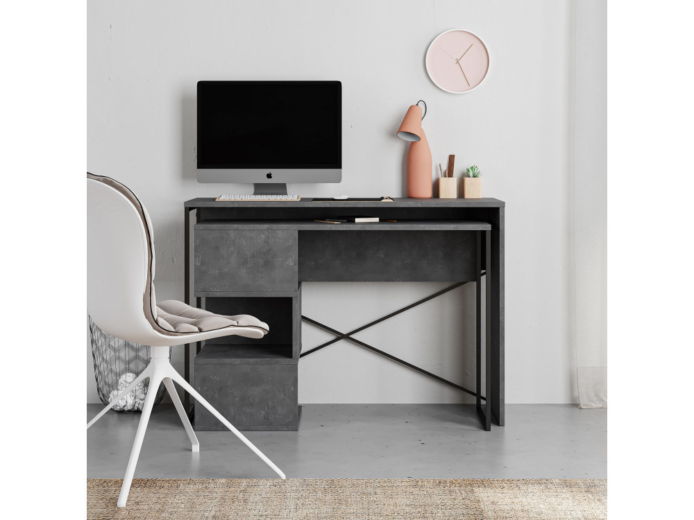 Bureau modulable en bois "Badau" - 110 x 102 x 77 cm - Gris