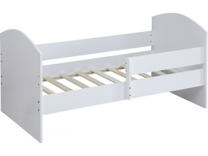 Lit enfant avec barrière "Victoria" - Bois - Blanc - 80 x 160 cm
