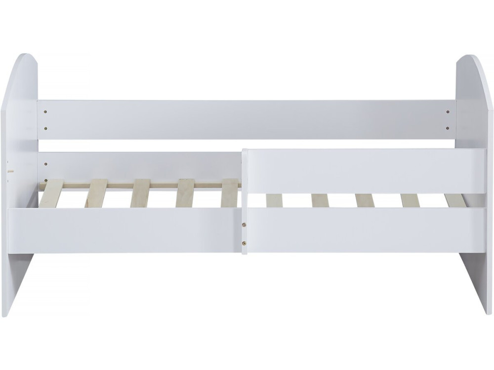 Lit enfant avec barrière "Victoria" - Bois - Blanc - 80 x 160 cm