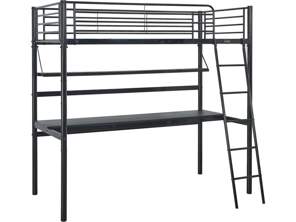 Lit mezzanine avec bureau "Alona" - 90 x 190 cm - Noir