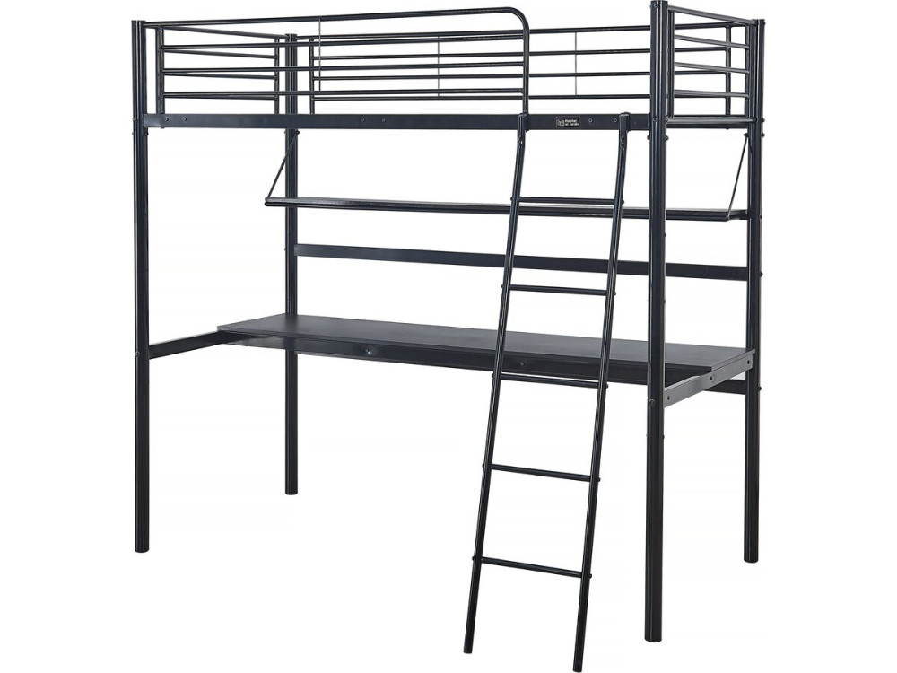 Lit mezzanine avec bureau "Alona" - 90 x 190 cm - Noir