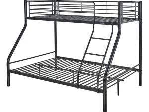 Lit superposé en métal "Leo" Sommiers inclus - 90/140 x 190 cm - Noir