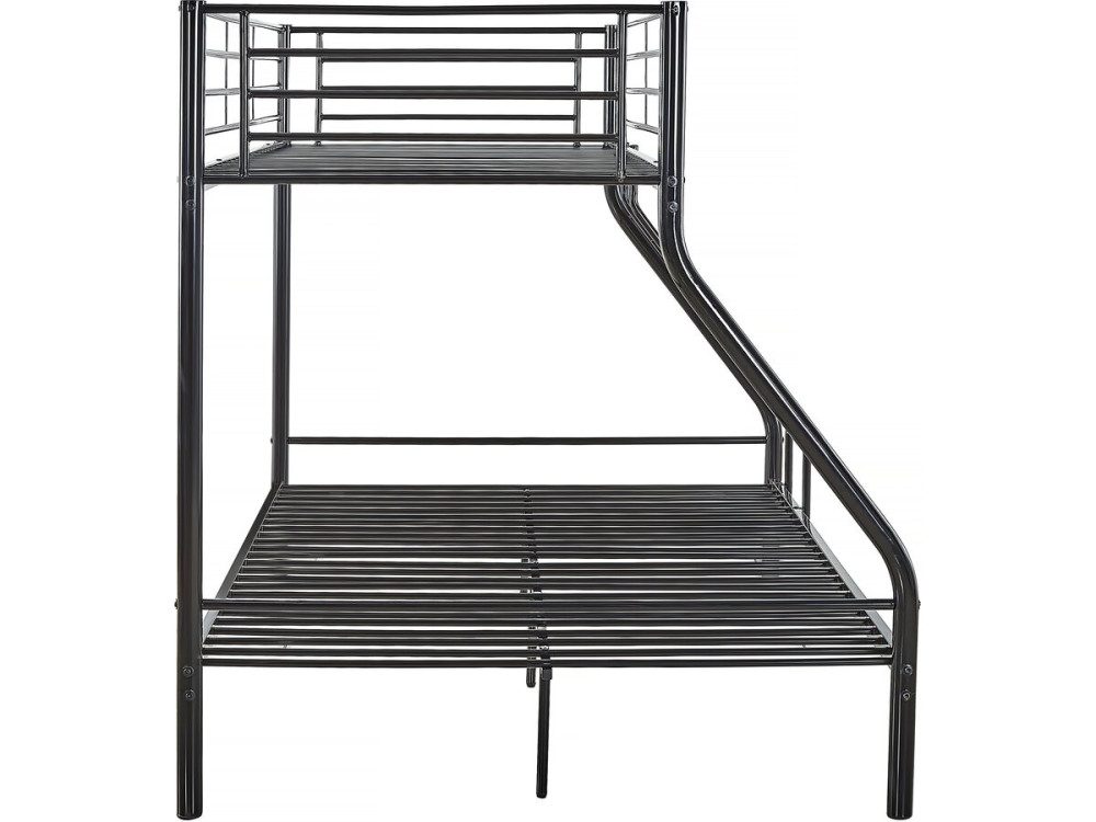 Lit superposé en métal "Leo" Sommiers inclus - 90/140 x 190 cm - Noir