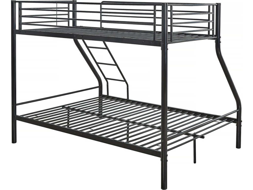 Lit superposé en métal "Leo" Sommiers inclus - 90/140 x 190 cm - Noir