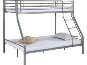 Lit superposé en métal "Leo" Sommiers inclus - 90/140 x 190 cm - Gris