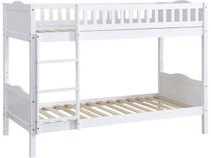 Lit superposé enfant "Gabriel" - Bois - Blanc - 90 x 190 cm