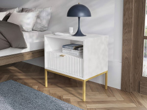 Table de chevet en bois "Tunis" - Blanche 2