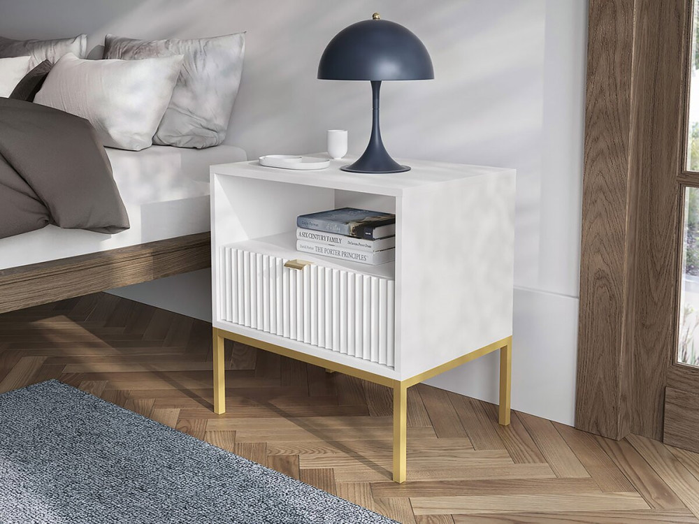 Table de chevet en bois "Tunis" - Blanche