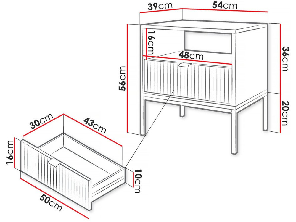 Table de chevet en bois "Tunis" - Blanche