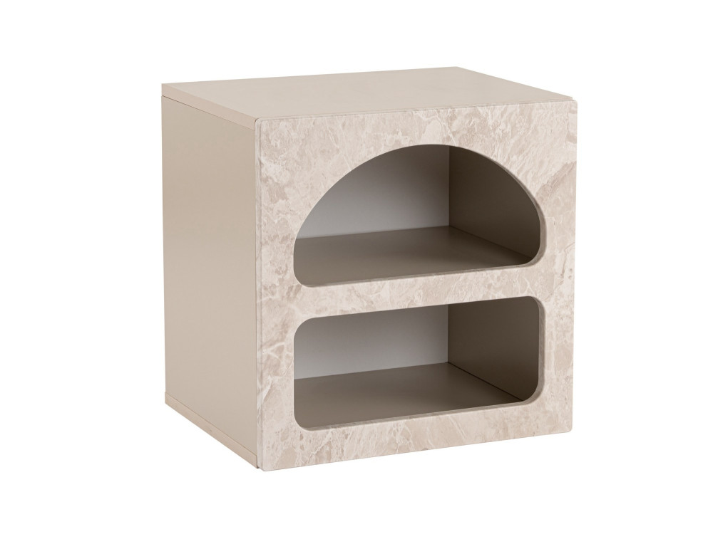 Table de chevet en bois "Lorin" 50 x 40 x 50 cm - marbre travertin