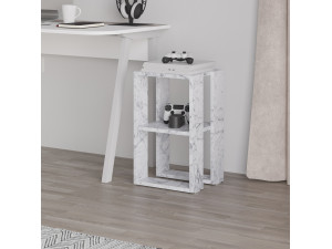 Table de chevet en bois "Lonie" 30 x 30 x 55 cm - Marbre de Carrare 2