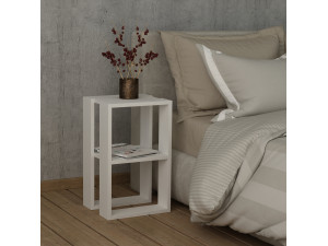 Table de chevet en bois "Lonie" 30 x 30 x 55 cm - Blanc 2