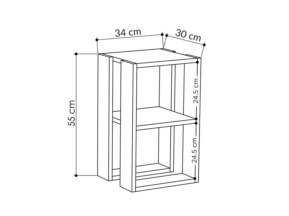 Table de chevet en bois "Lonie" 30 x 30 x 55 cm - Blanc