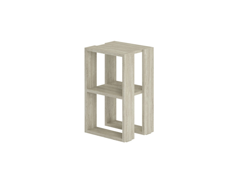 Table de chevet en bois "Lonie" 30 x 30 x 55 cm - Travertin
