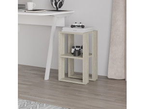 Table de chevet en bois "Lonie" 30 x 30 x 55 cm - Travertin 2