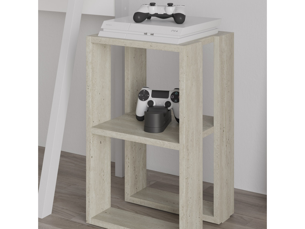 Table de chevet en bois "Lonie" 30 x 30 x 55 cm - Travertin
