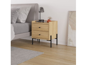 Table de chevet en bois "Malta" - 45 x 35 x 52 cm - Marron clair 2