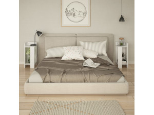 Lot de 2 tables de chevet en bois "Elos" - 25 x 27 x 60 cm - Blanc 2