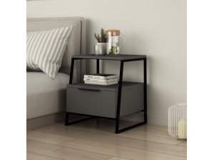 Table de chevet en bois "Pal" - 45 x 40 x 50 cm - Gris anthracite 2