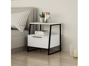 Table de chevet en bois "Pal" 45 x 40 x 50 cm - Blanc 2