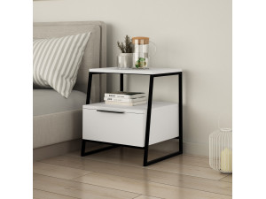 Table de chevet en bois "Pal" 45 x 41 x 50 cm - Blanc 2