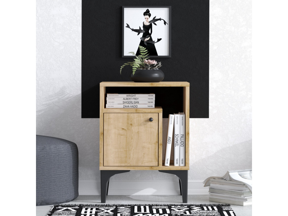 Table de chevet en bois "Nuno" - 40 x 35 x 55 cm - Beige