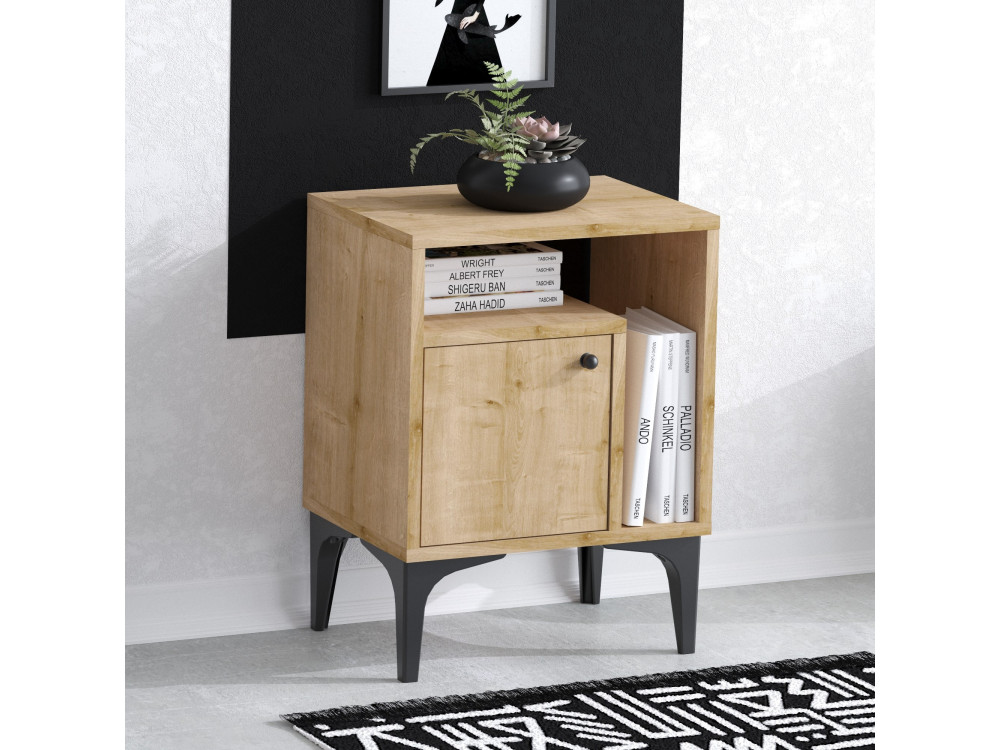 Table de chevet en bois "Nuno" - 40 x 35 x 55 cm - Beige