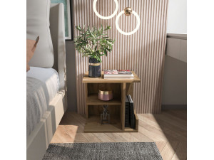 Table de chevet en bois "Karamira" - 45 x 35 x 45 cm - Marron 2