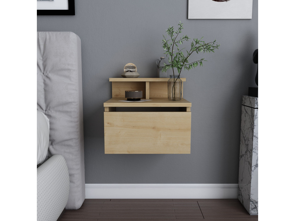 Table de chevet murale en bois "Alice" - 40 x 32 x 35 cm - Beige