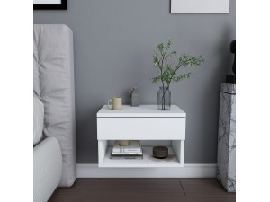 Table de chevet en bois "Jamot" - 45 x 29 x 32 cm - Blanc 2