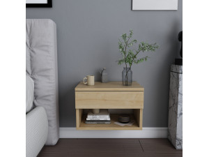 Table de chevet en bois "Jamot" - 45 x 29 x 32 cm - Beige 2