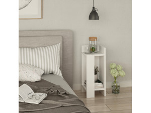 Table de chevet en bois "Elos Right" - 25 x 27 x 60 cm - Blanc 2