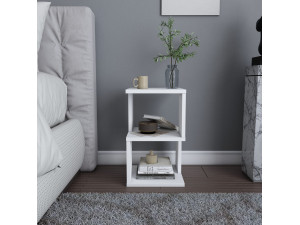 Table de chevet en bois "Carter" - 30 x 30 x 49 cm - Blanc 2